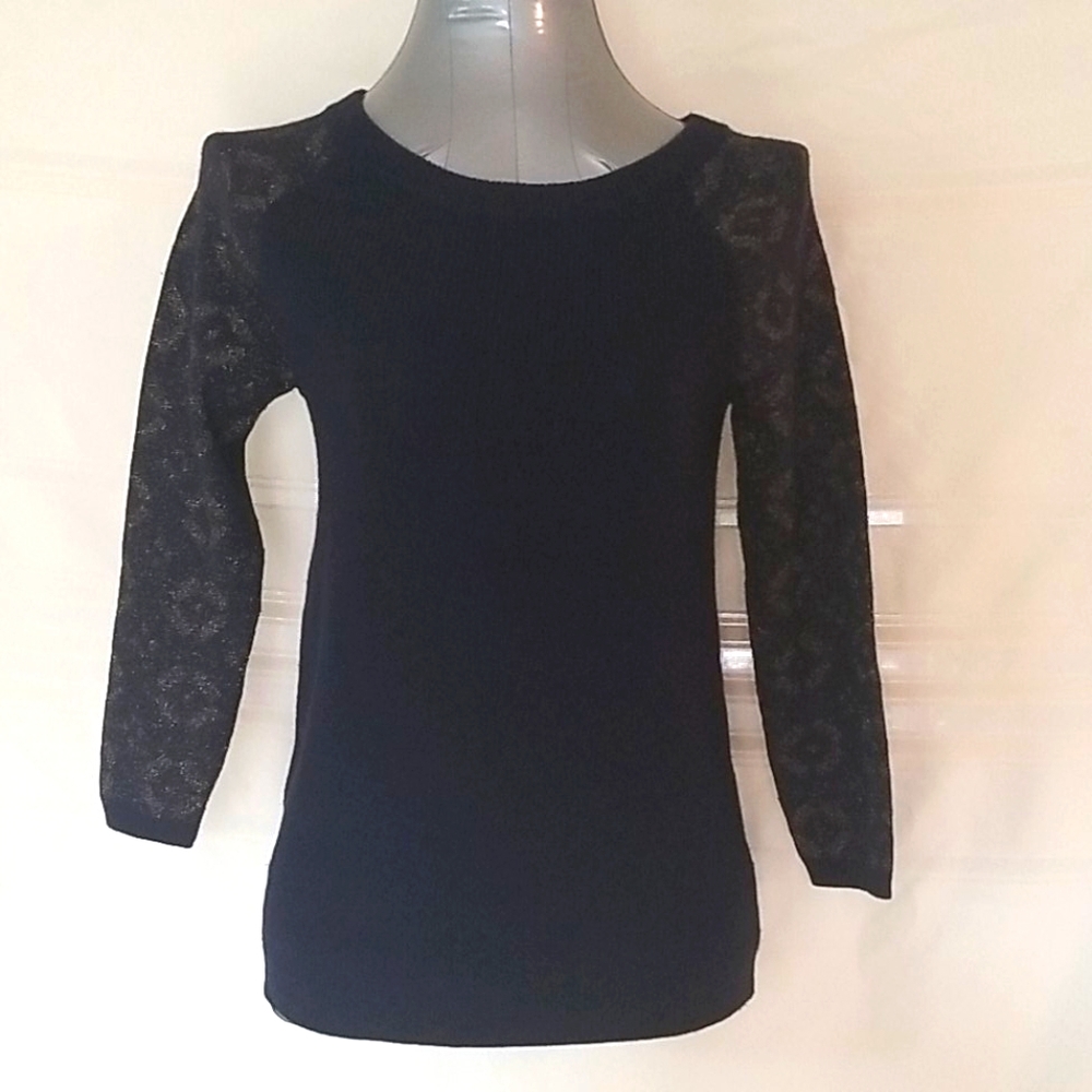 Navy Blue and Metallic Loft Crewneck Sweater